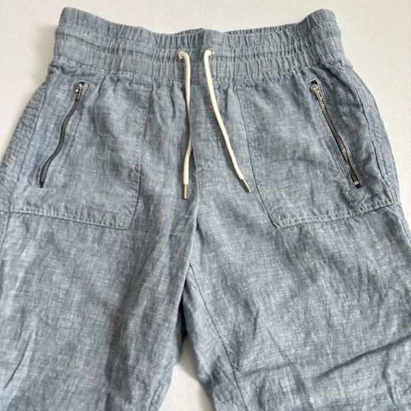 Athleta Cabo Linen Jogger Pant Women's 10 Blue Chambray Pull On Elastic Casual - Picture 4 of 6